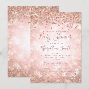 Convite Chá de fraldas Dourado Glitter Winter Wonderland