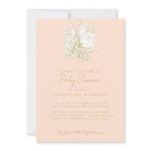 Chá de fraldas Dourado Rosa-Floral Elegante Francê