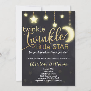 Convite Chá de fraldas Dourado Twinkle Twinkle