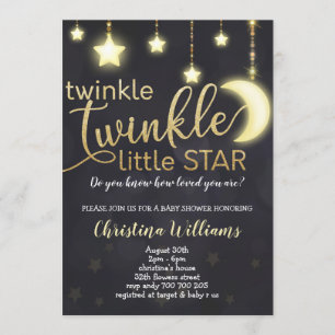 Convite Chá de fraldas Dourado Twinkle Twinkle