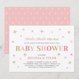 Convite Chá de fraldas Dourado Twinkle Twinkle Little Star