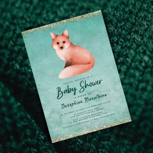 Convite Chá de fraldas Dourado Verde Woodcolor Woodland Fo