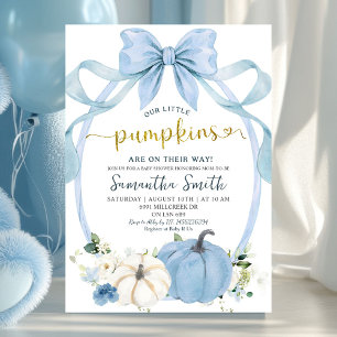 Convite Chá de fraldas Dusty Blue Coquette Pumpkin Twins