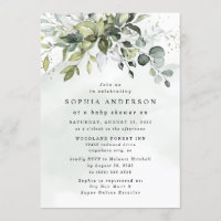 Chá de fraldas Dusty Blue Eucalyptus Greenery Boho