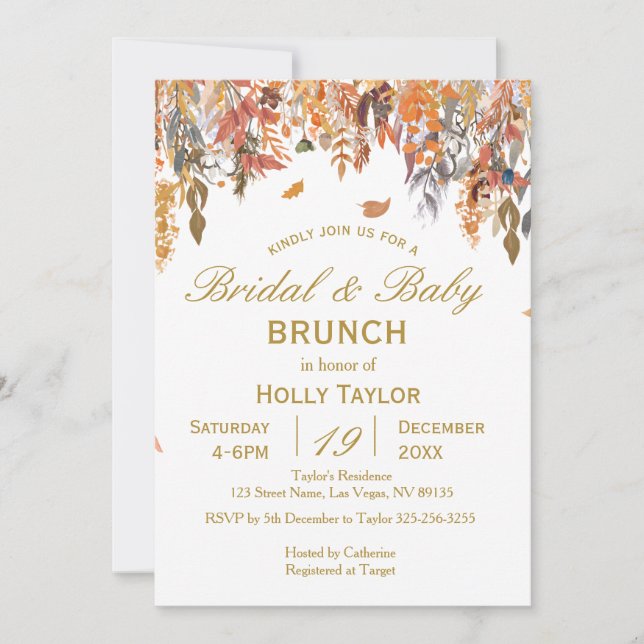 Convite Chá de fraldas e Chá de panela combinados do outon (Frente)