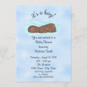 Convite Chá de fraldas é um bebé do menino étnico