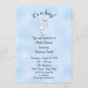 Convite Chá de fraldas é uma cegonha do bebé do menino