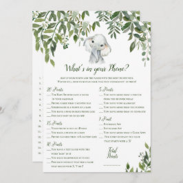 Convite chá de fraldas Elefante 2x Jogos 5x7" Tamanho