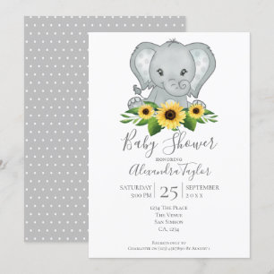 Convite Chá de fraldas Elefante Cute Personalizado