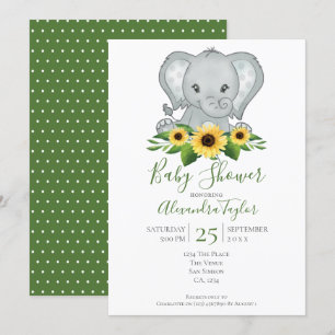 Convite Chá de fraldas Elefante Cute Personalizado