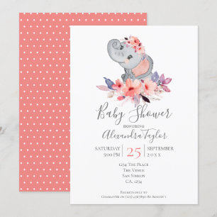 Convite Chá de fraldas Elefante Cute Personalizado