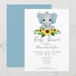 Convite Chá de fraldas Elefante Cute Personalizado