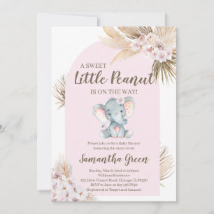 Convite Chá de fraldas Elefante Rosa