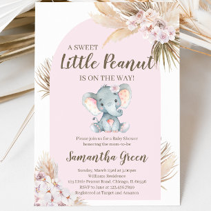 Convite Chá de fraldas Elefante Rosa