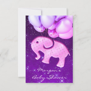 Convite Chá de fraldas Elefante Rosa Sky Ballon