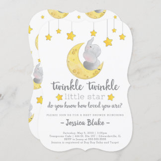 Convite Chá de fraldas Elefante 'Twinkle Twinkle Little St
