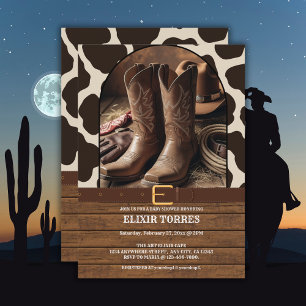 Convite Chá de fraldas Elegante Boots