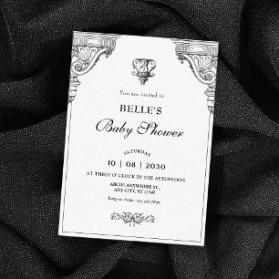 Convite Chá de fraldas Elegante da arquitetura Renascentis