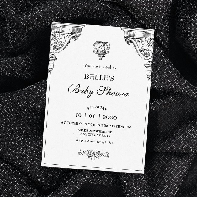 Convite Chá de fraldas Elegante da arquitetura Renascentis (Criador carregado)