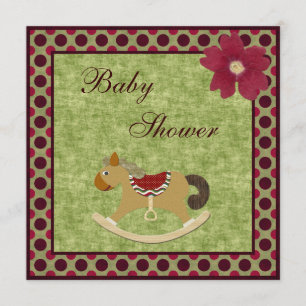 Convite Chá de fraldas elegante das bolinhas do cavalo de