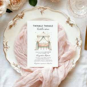 Convite Chá de fraldas Elegante de Estrela Pequena Grelha