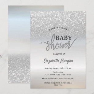 Convite Chá de fraldas Elegante de Glitter Bokeh