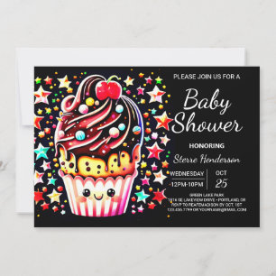 Convite Chá de fraldas Elegante de Menino de Muffin Online