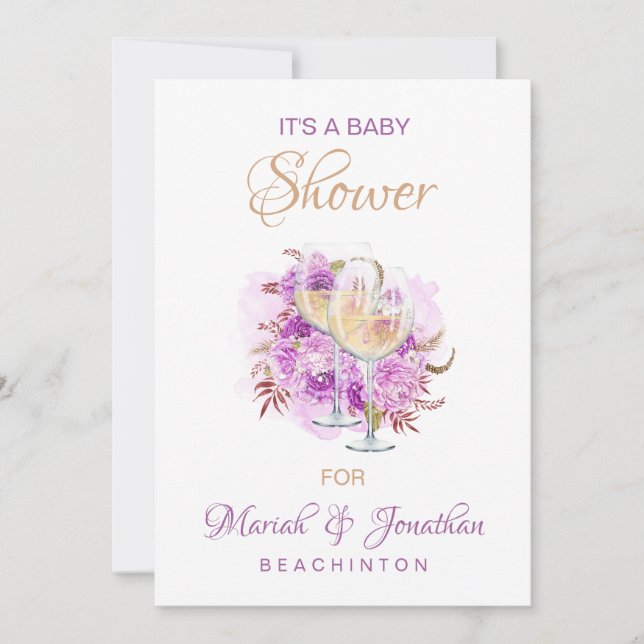 Convite *~* CHÁ DE FRALDAS Elegante de Queijo de Vinho (Frente)