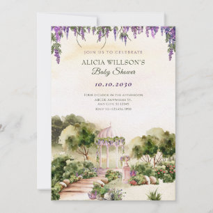 Convite Chá de fraldas elegante do jardim verde Dreamy