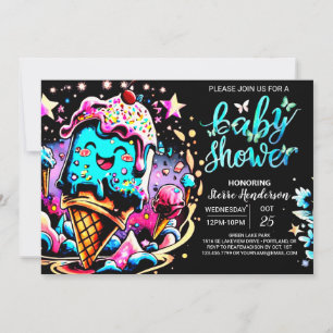 Convite Chá de fraldas Elegante do Sorvete Scoop