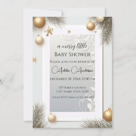 Convite Chá de fraldas Elegante Dourado de Ano Novo