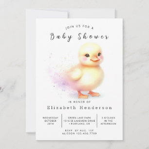 Convite Chá de fraldas Elegante Editável Duck
