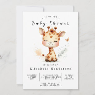 Convite Chá de fraldas Elegante Online Giraffe