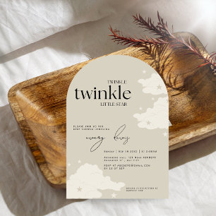 Convite Chá de fraldas Elegante Twinkle Twinkle Little Sta