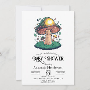 Convite Chá de fraldas Encantador e Bonito Mushroom