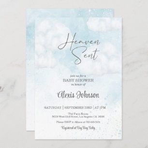 Convite Chá de fraldas Enviado pelo Céu (Garoto)