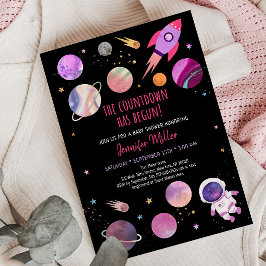 Convite Chá de fraldas Espacial do Astronauta para Raparig
