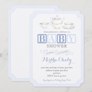 Convite Chá de fraldas espanhol Tea Convida para Menino e