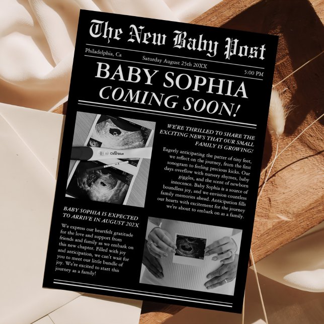 Convite Chá de fraldas estético de fotos exclusivo do jorn (Criador carregado)