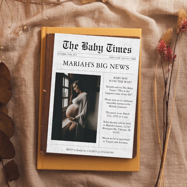 Convite Chá de fraldas estético de fotos exclusivo do jorn (Criador carregado)