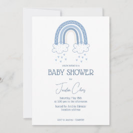 Convite Chá de fraldas Estilo Dusty Blue Baby Boy Boho