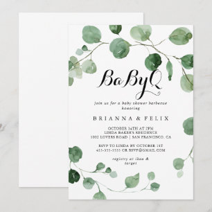 Convite Chá de fraldas Eucalipto Calliografia Barbecue 