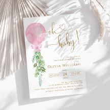 Chá de fraldas Eucalyptus, Baby Pink Balloon