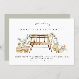 Convite Chá de fraldas Eucalyptus Bohemian Verde