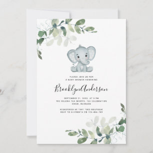 Convite Chá de fraldas Eucalyptus de Elefante Bonito
