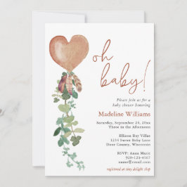 Convite Chá de fraldas Eucalyptus Terracotta