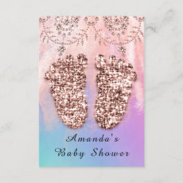 Convite Chá de fraldas Feet Girl Boy Royal Rosa Glitter Pe