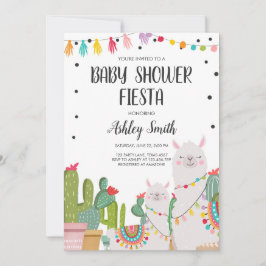 Convite Chá de fraldas Fiesta Cactus Llama Confetti Mexica