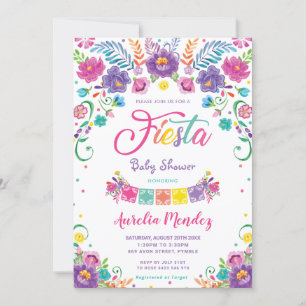 Convite Chá de fraldas Fiesta, Flor Floral Mexicano