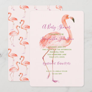 Convite Chá de fraldas Flamingo Rosa